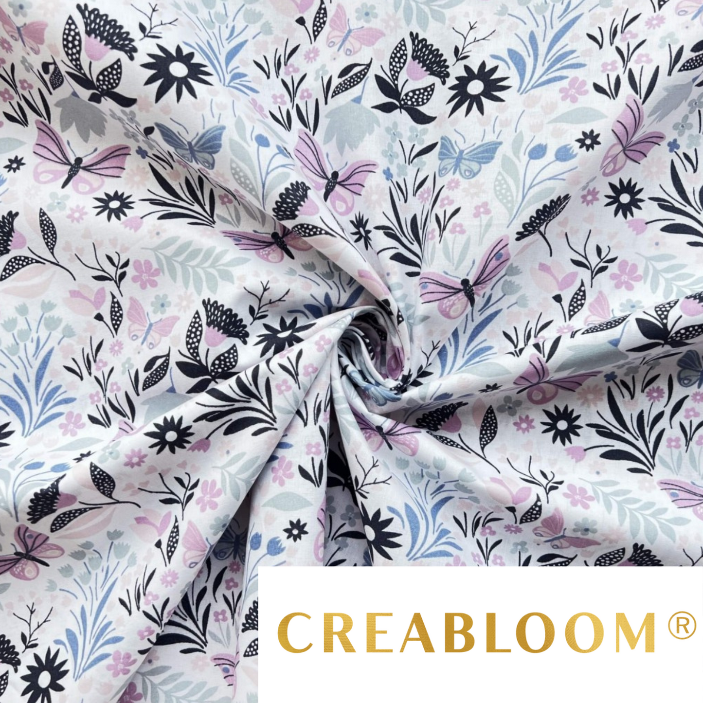 Tissu Coton Motif Fleurs Et Papillons