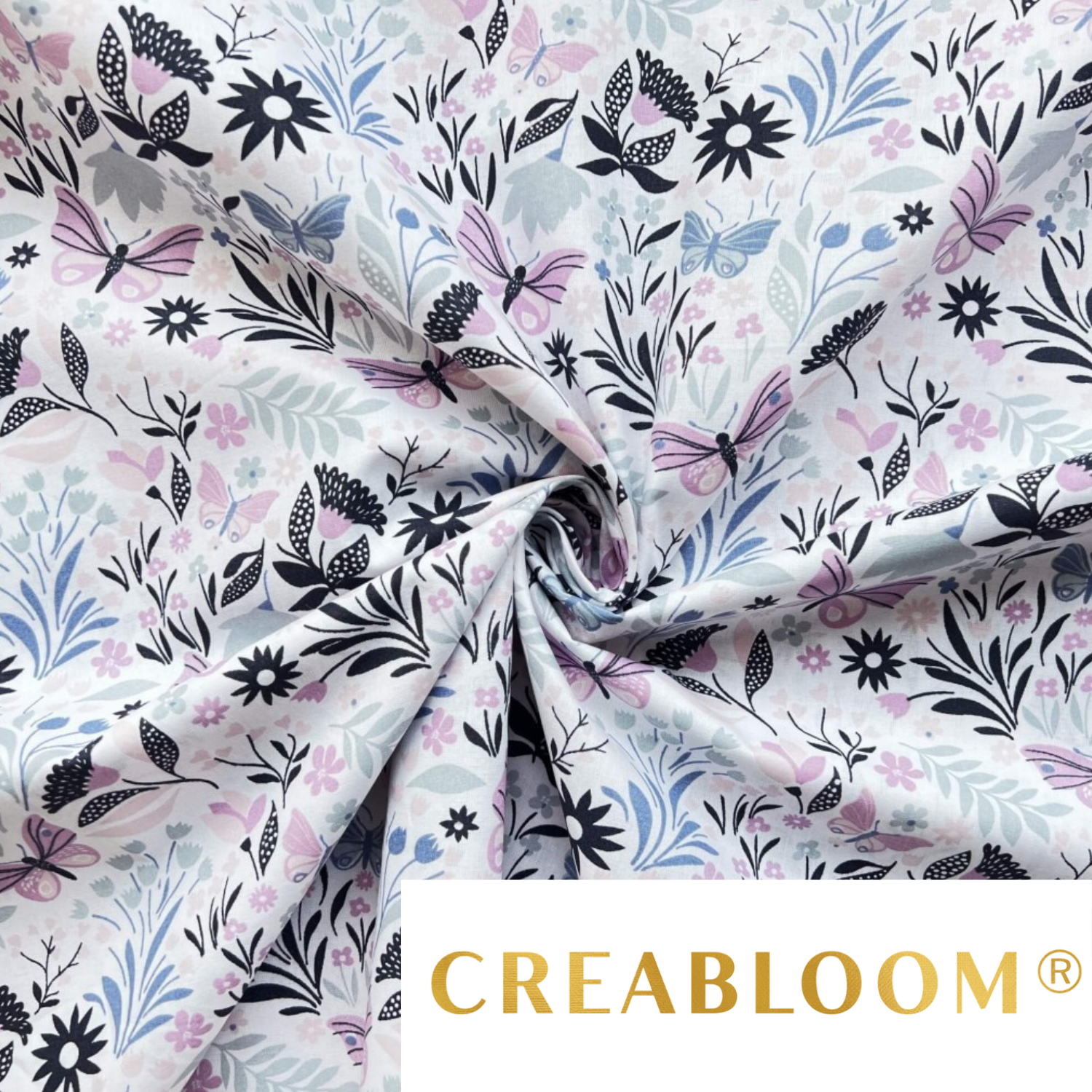 Tissu Coton Motif Fleurs Et Papillons