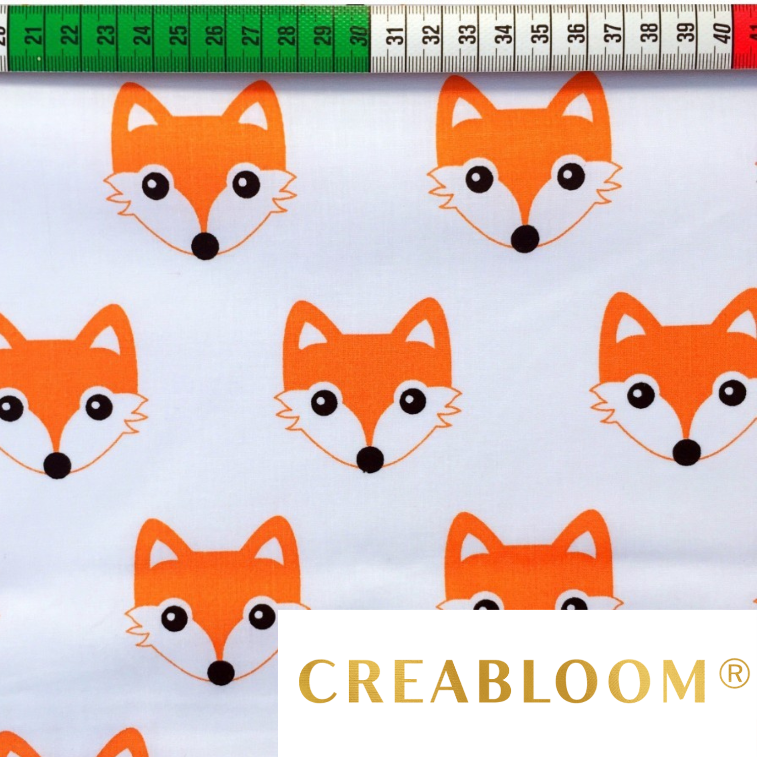 Tissu Coton Motif Renards Orange