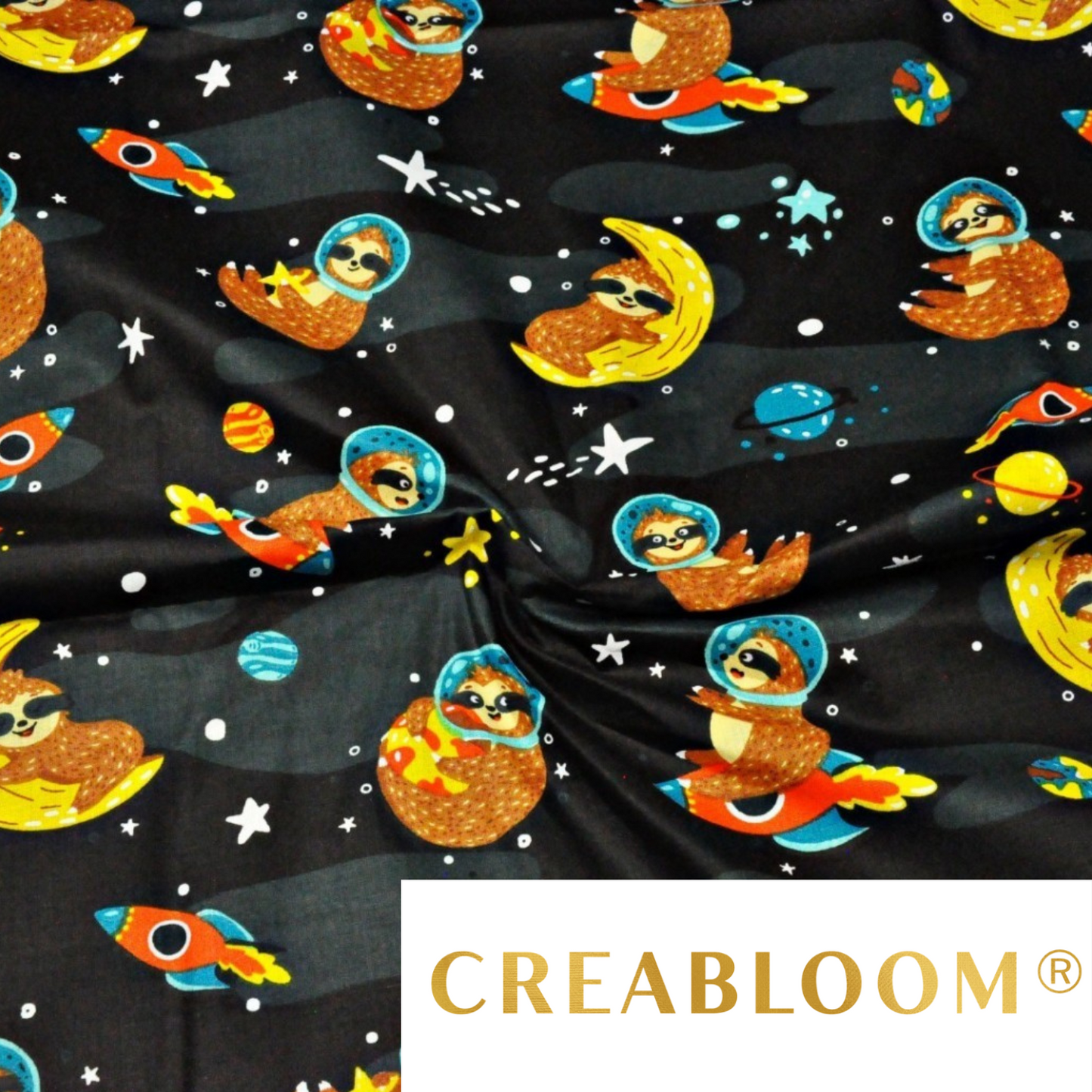 Tissu Coton Motif Paresseux Dans L’espace