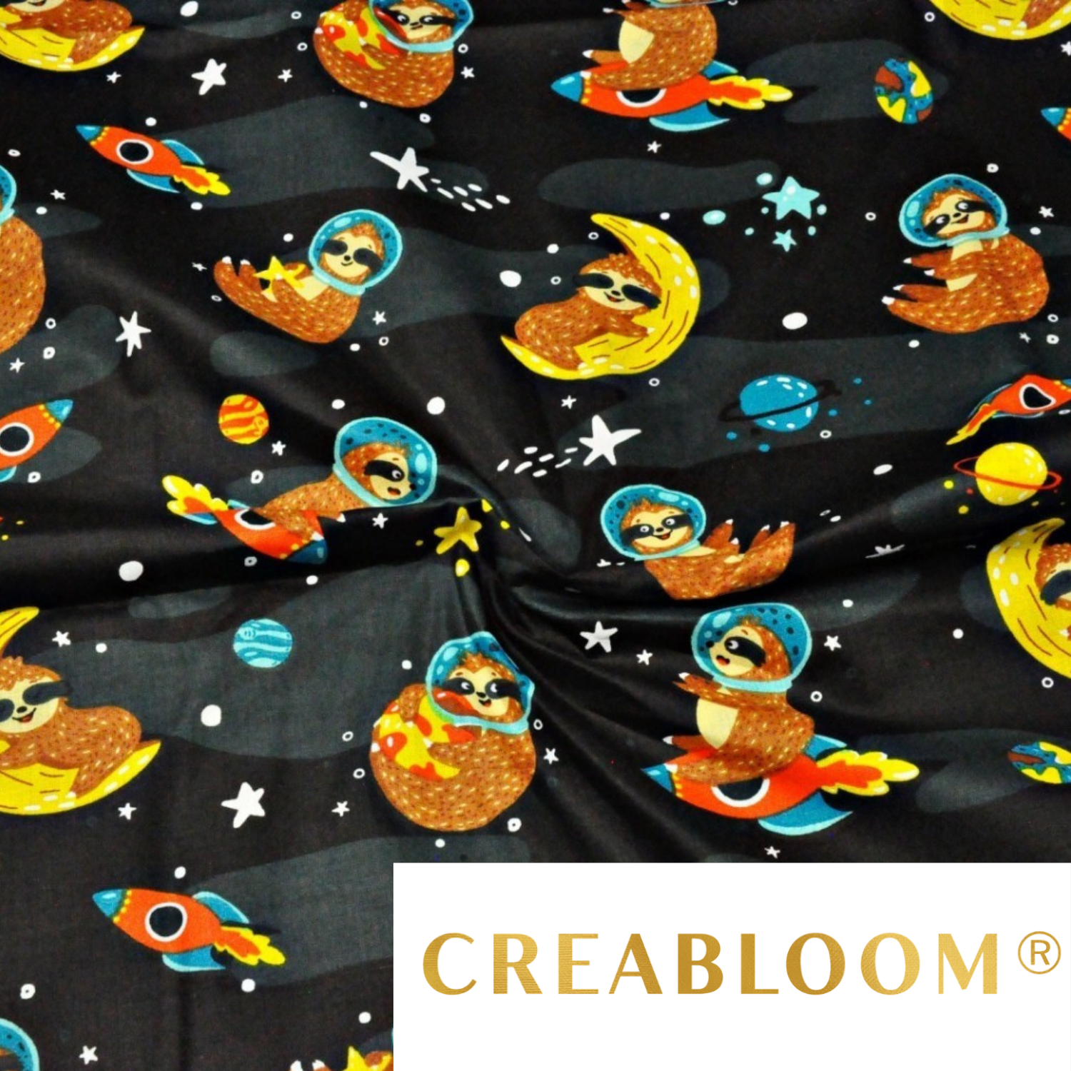 Tissu Coton Motif Paresseux Dans L’espace