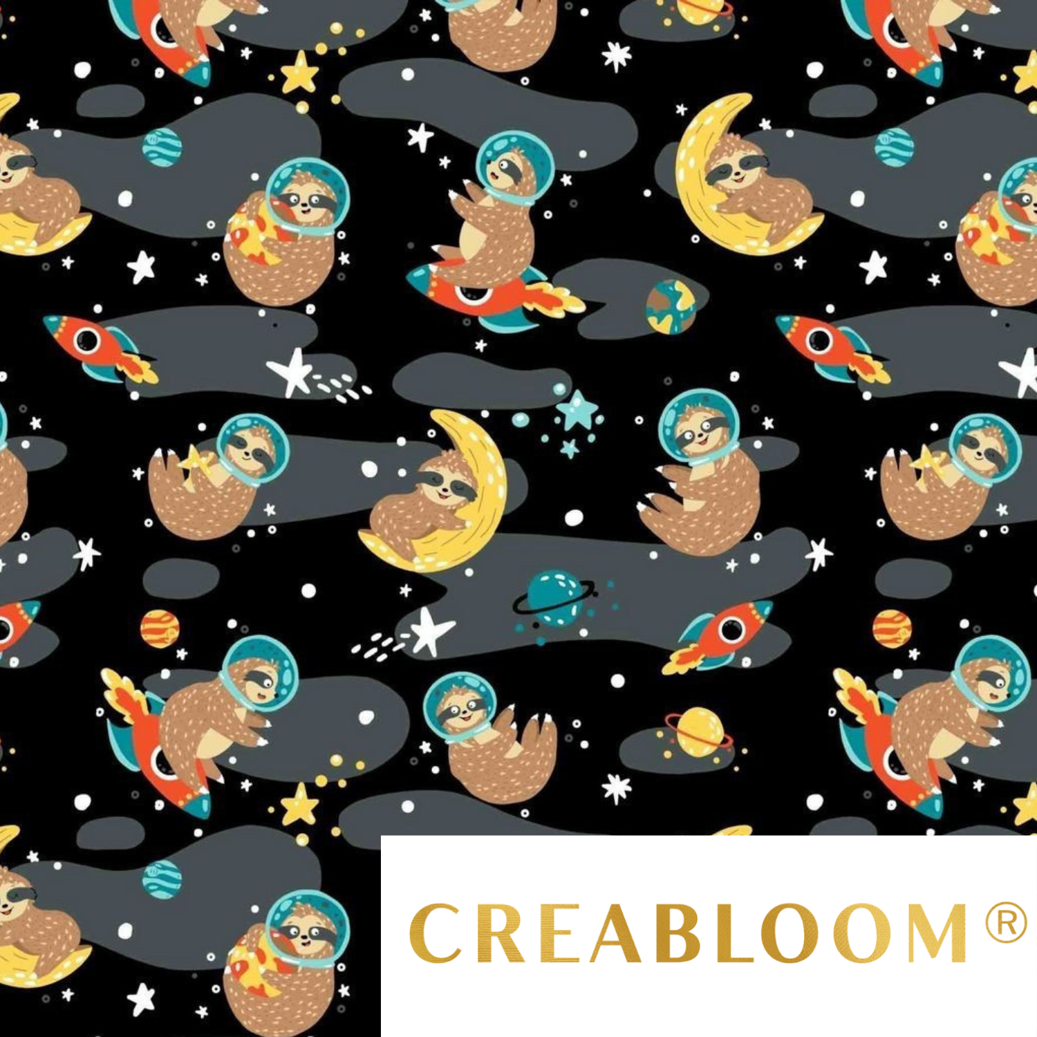 Tissu Coton Motif Paresseux Dans L’espace