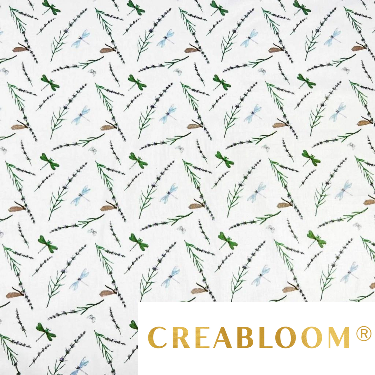 Tissu Coton Motif Insectes Et Fleurs
