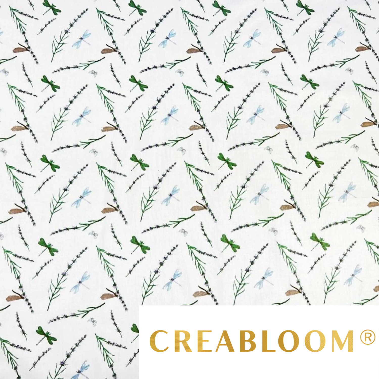 Tissu Coton Motif Insectes Et Fleurs