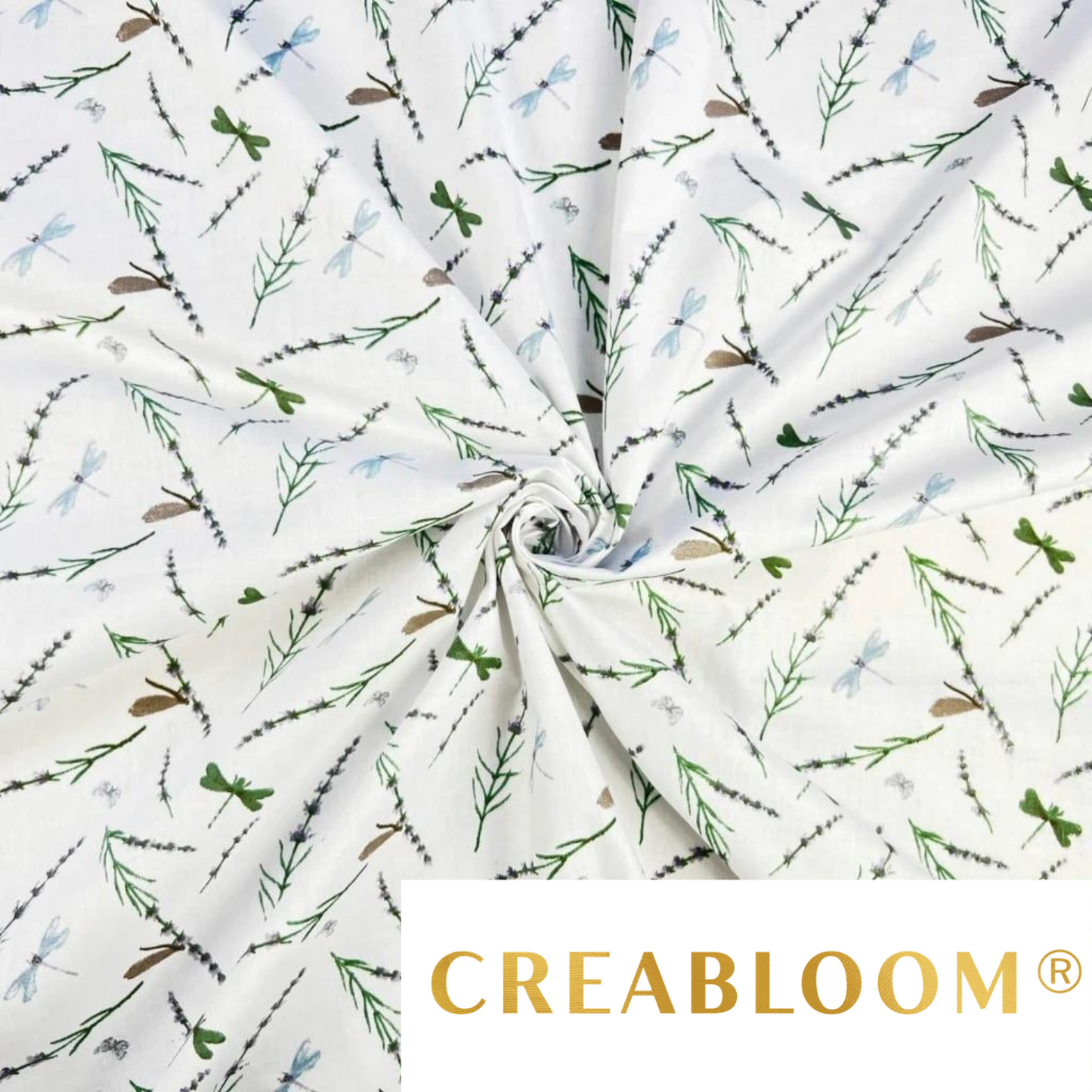 Tissu Coton Motif Insectes Et Fleurs