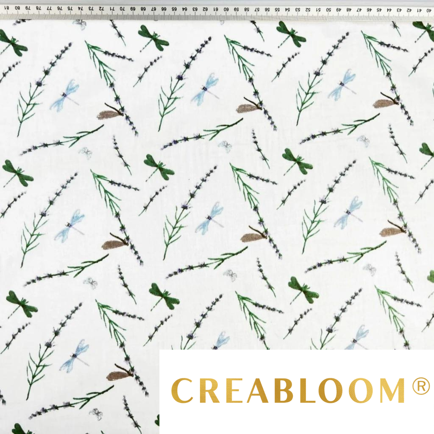 Tissu Coton Motif Insectes Et Fleurs