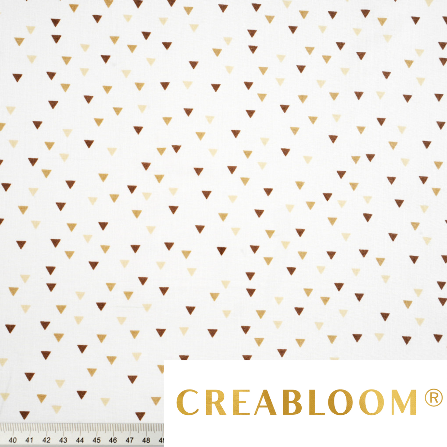 Tissu Coton Motif Minis Triangles Beige Et Marron