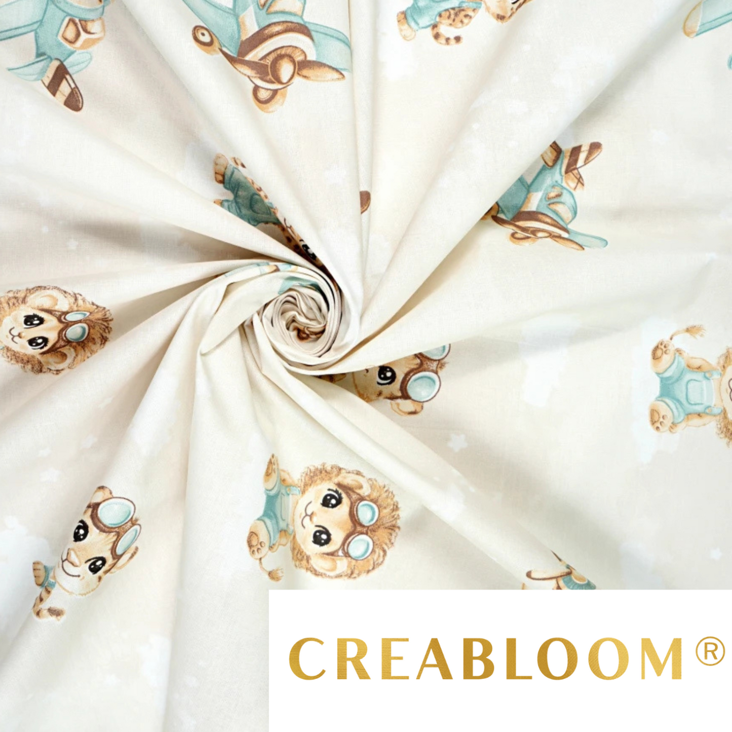 Tissu coton Motif animaux pilotes