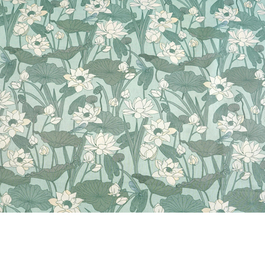 Tissu coton imprimé fleurs - vert sauge