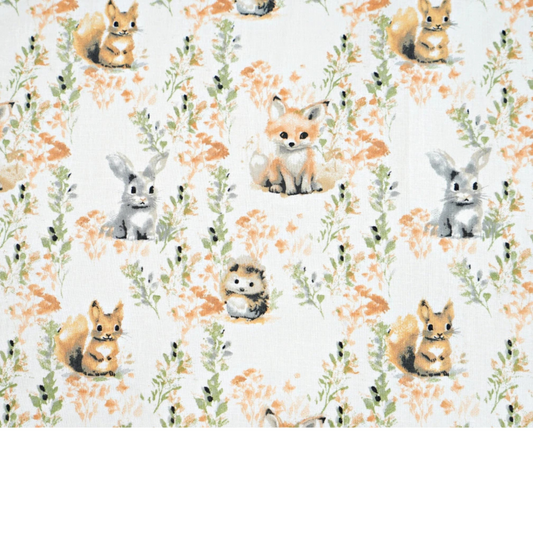 Tissu coton Motif animaux gris et roux