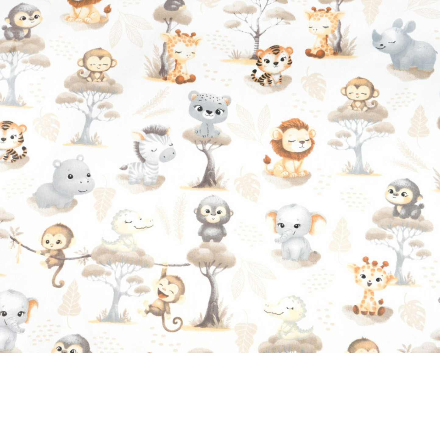 Tissu Coton Motif Animaux D’afrique Fond Blanc