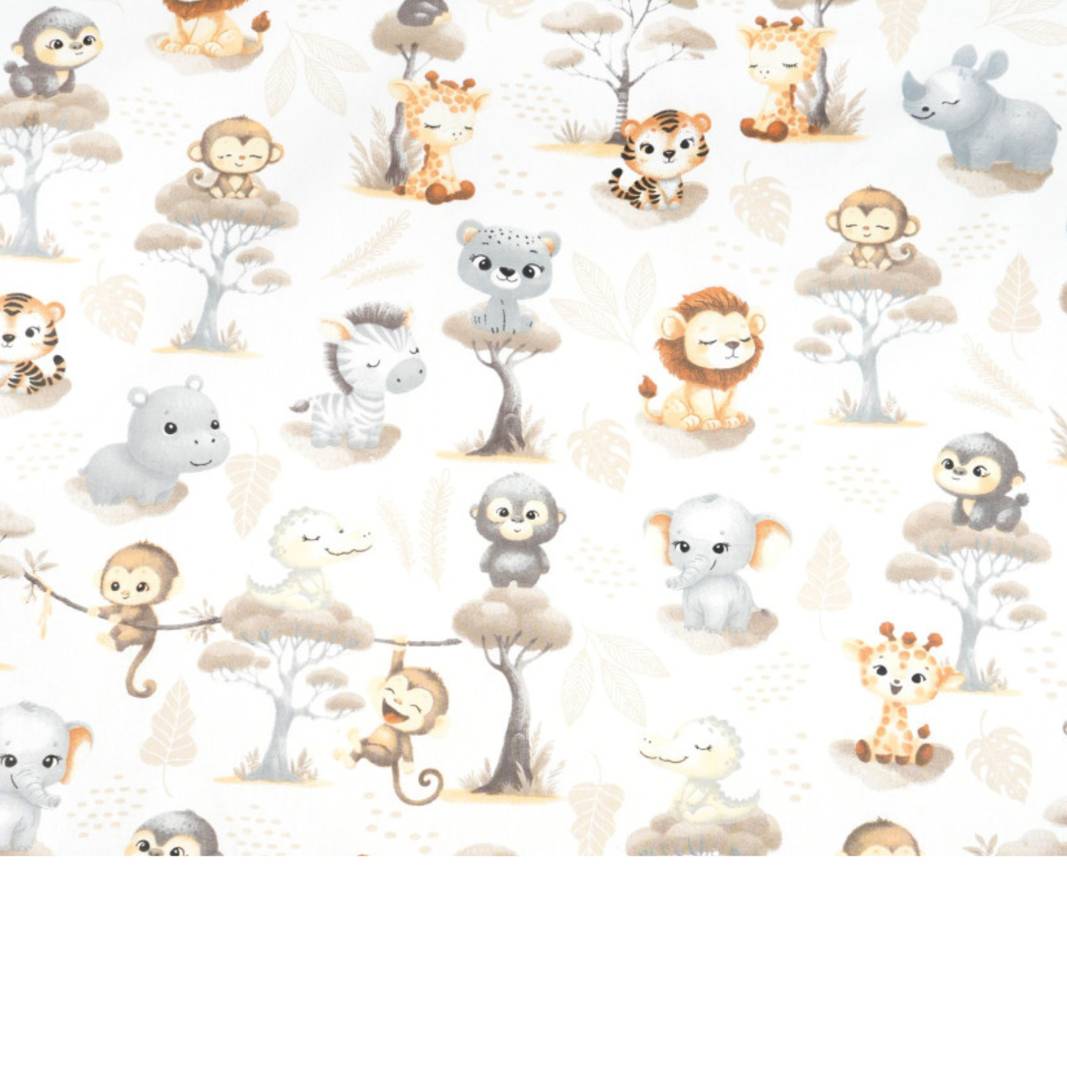 Tissu Coton Motif Animaux D’afrique Fond Blanc