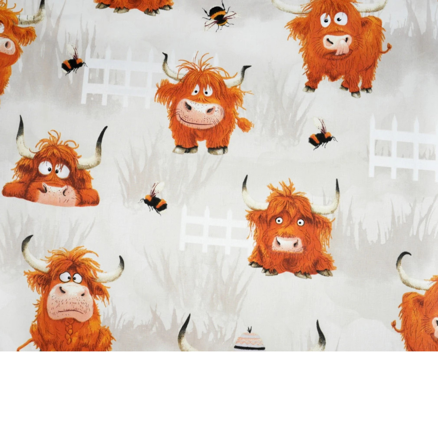 Tissu coton Motif vaches - fond beige