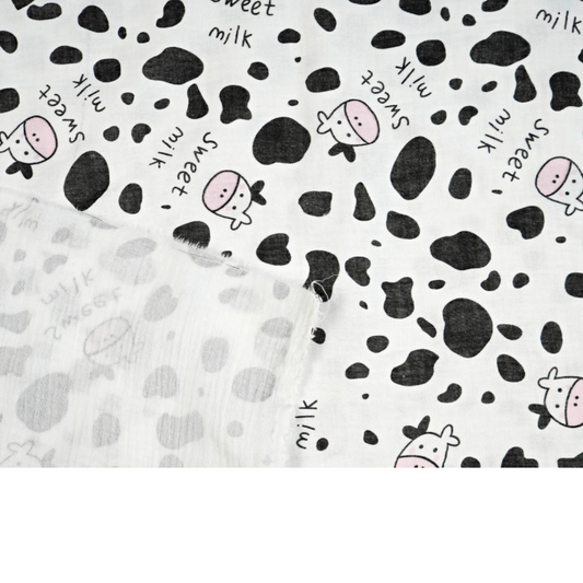 Tissu Double Gaze imprimé vache