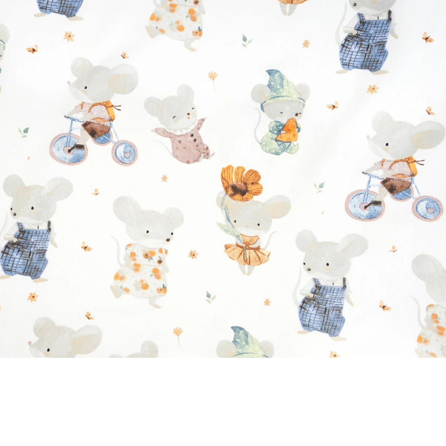 Tissu coton Motif souris à vélo