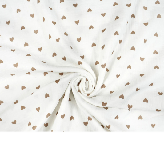 Tissu Double Gaze imprimé coeurs