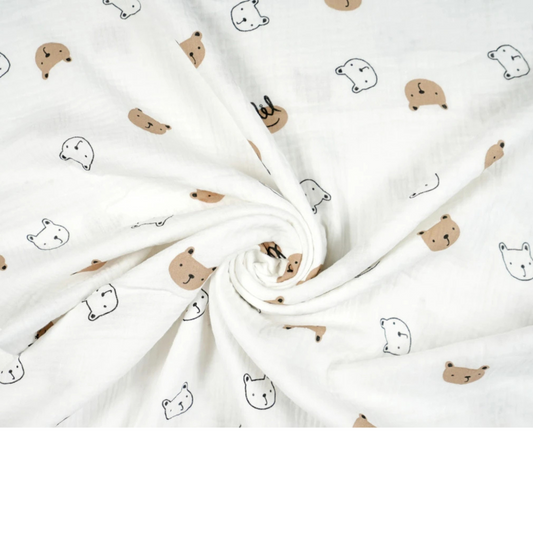 Tissu Double Gaze imprimé oursons