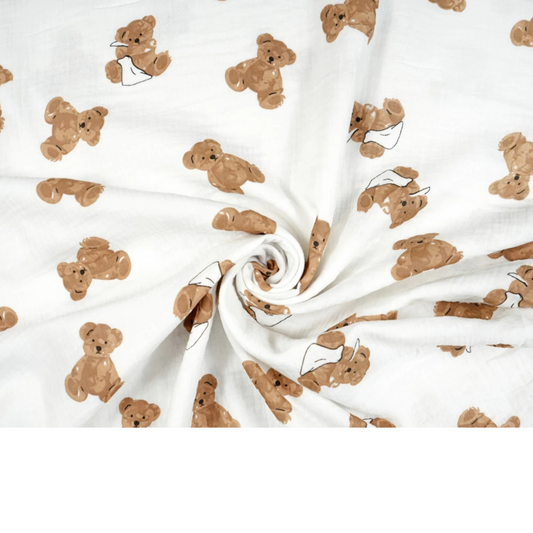 Tissu Double Gaze imprimé oursons