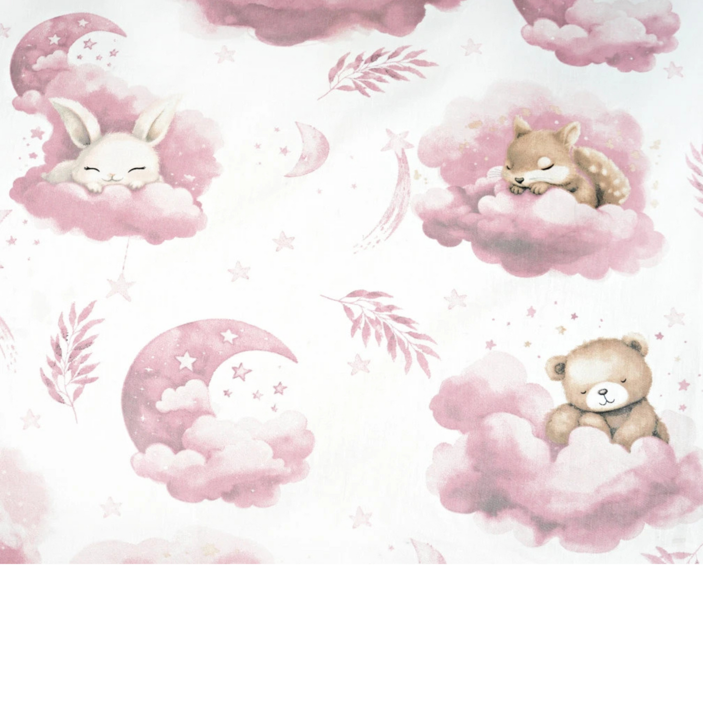 Tissu coton Motif animaux dans les nuages - rose