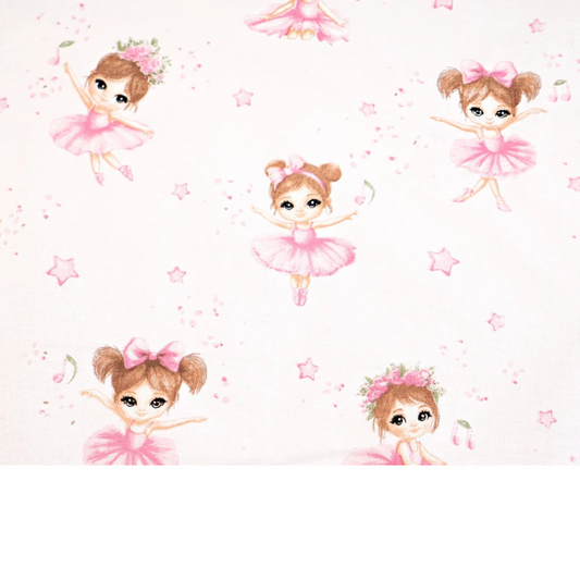 Tissu coton Motif danseuse étoile fond rose