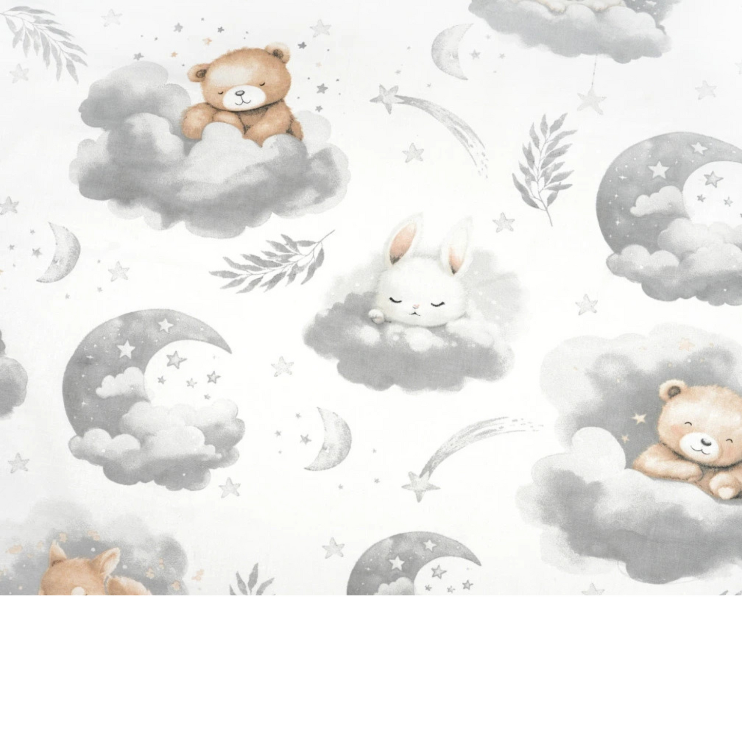 Tissu coton Motif animaux dans les nuages - gris