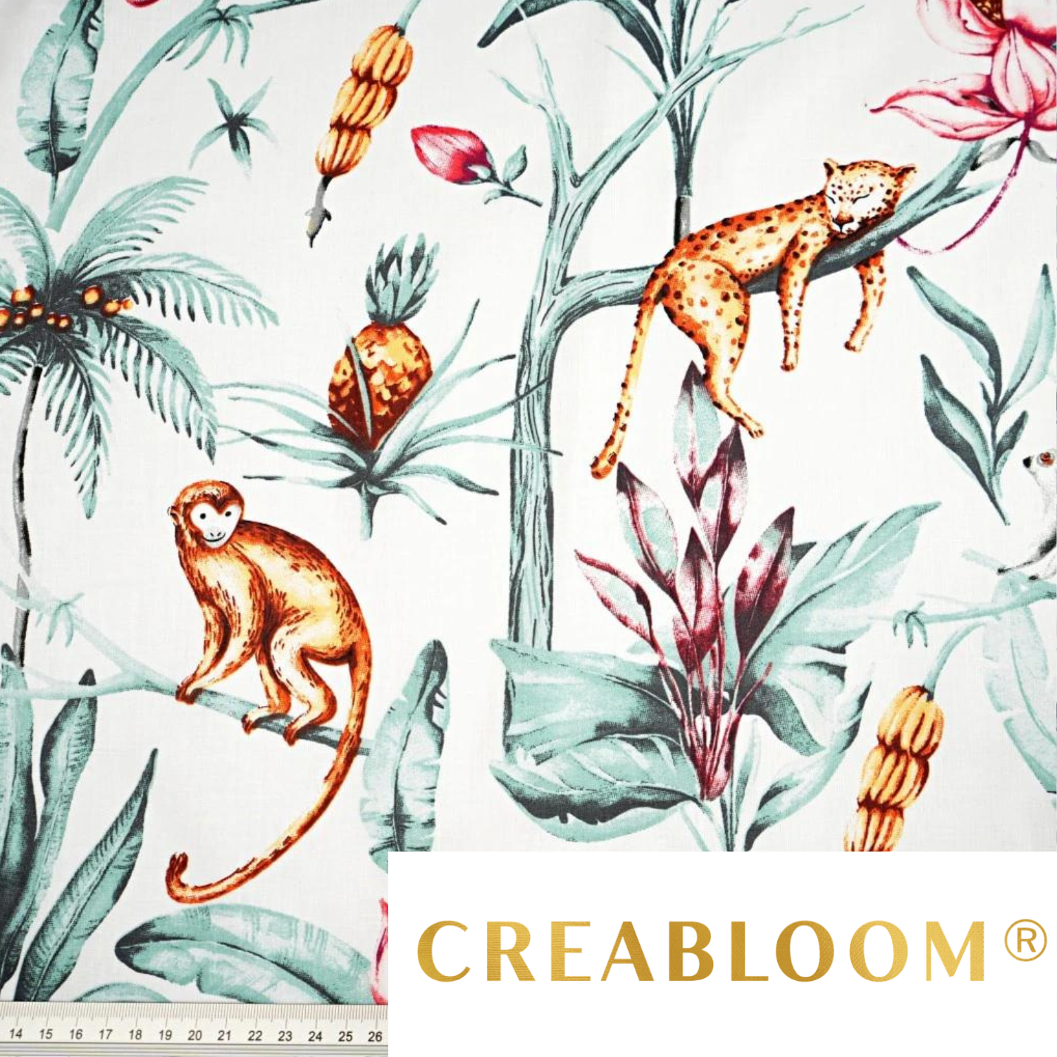 Tissu Coton Motif Animaux Dans La Jungle