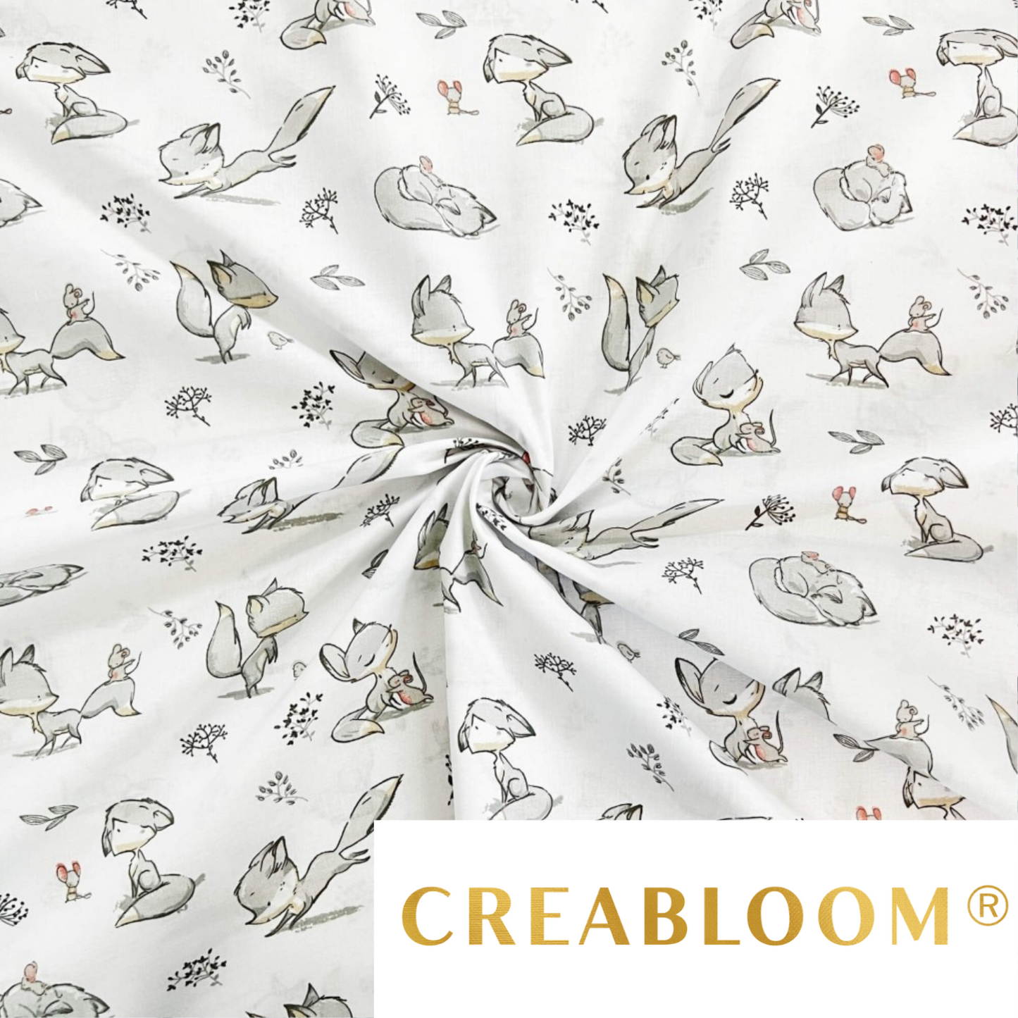 Tissu Coton Motif Renards Et Souris