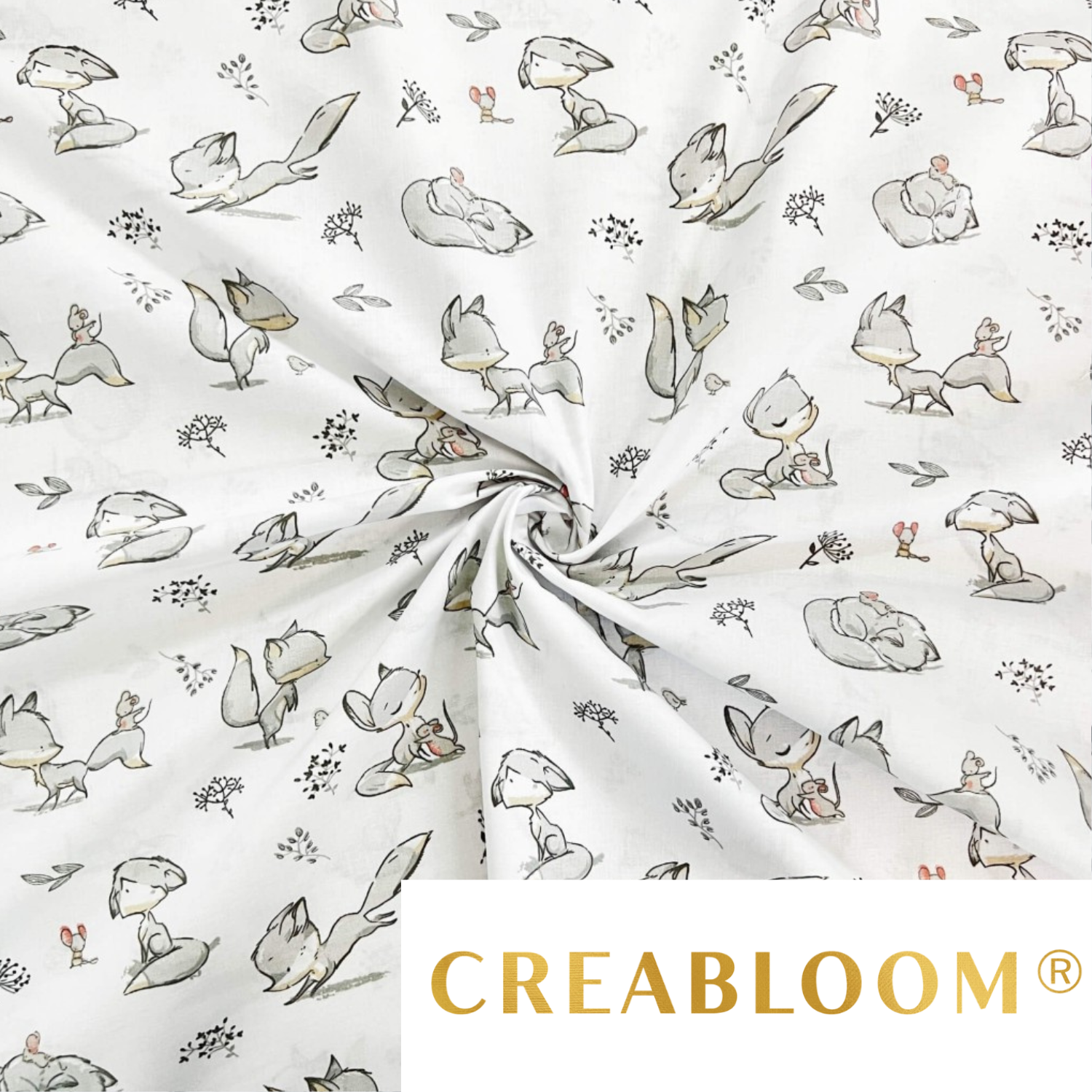 Tissu Coton Motif Renards Et Souris