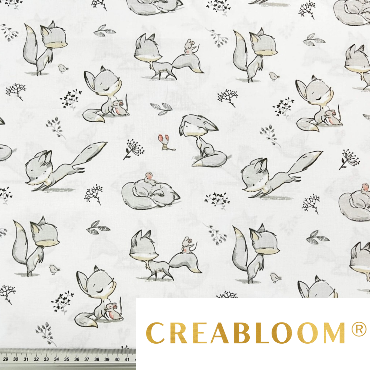 Tissu Coton Motif Renards Et Souris