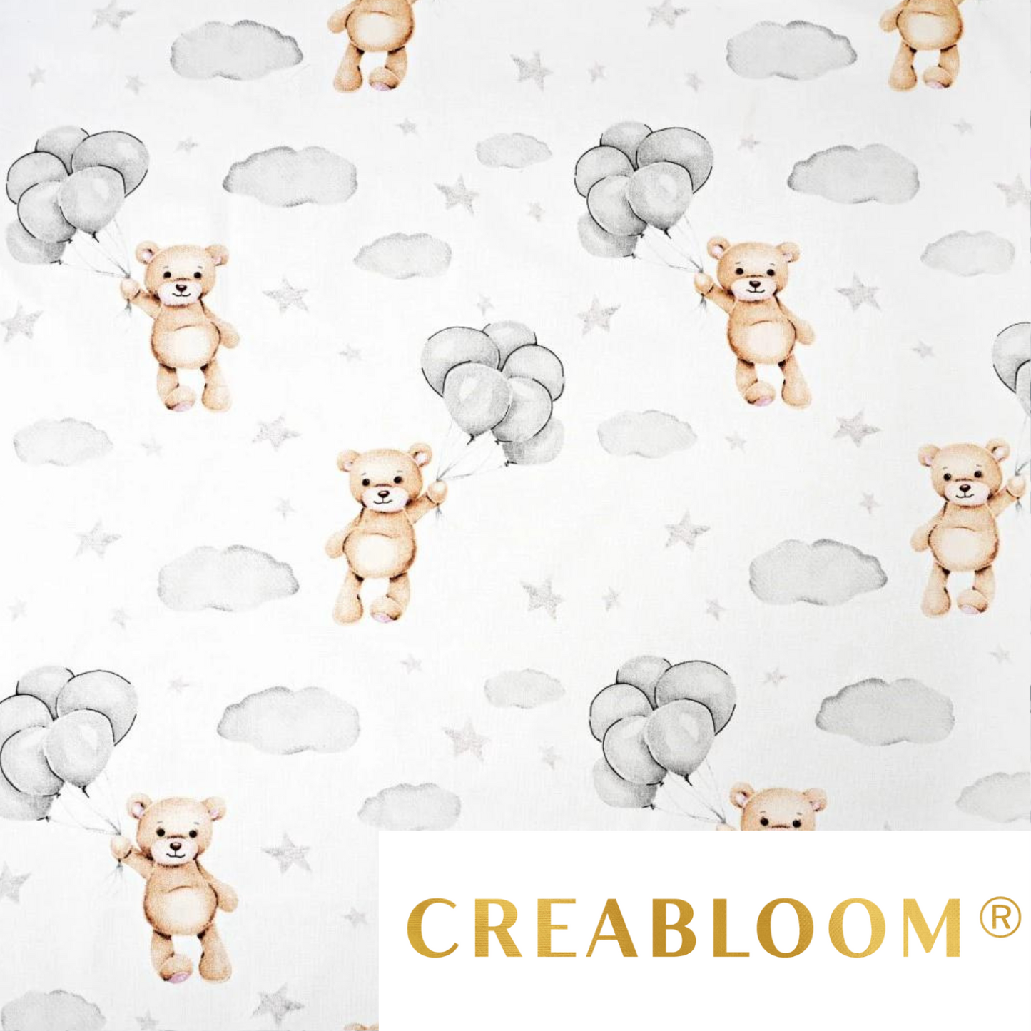 Tissu Coton Motif Oursons Avec Ballons