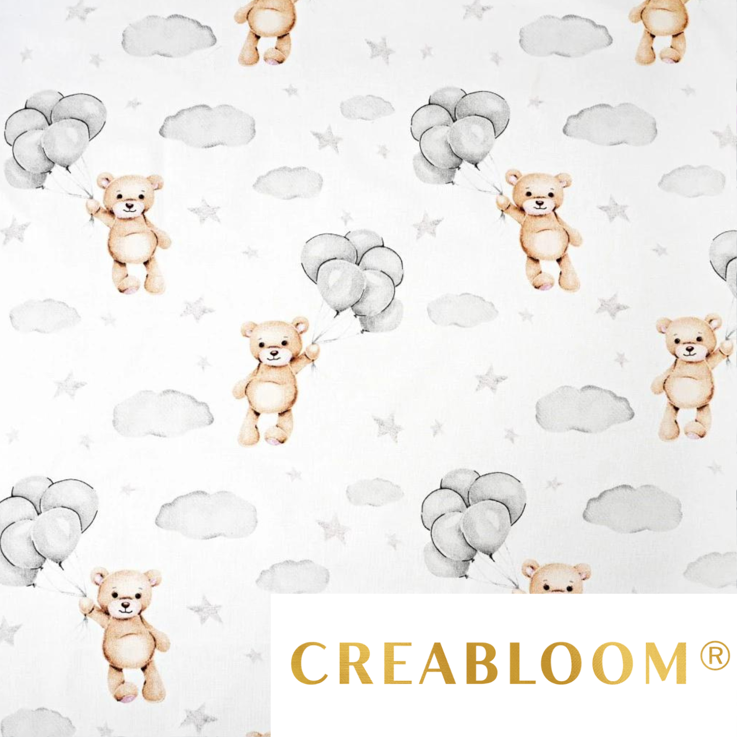 Tissu Coton Motif Oursons Avec Ballons