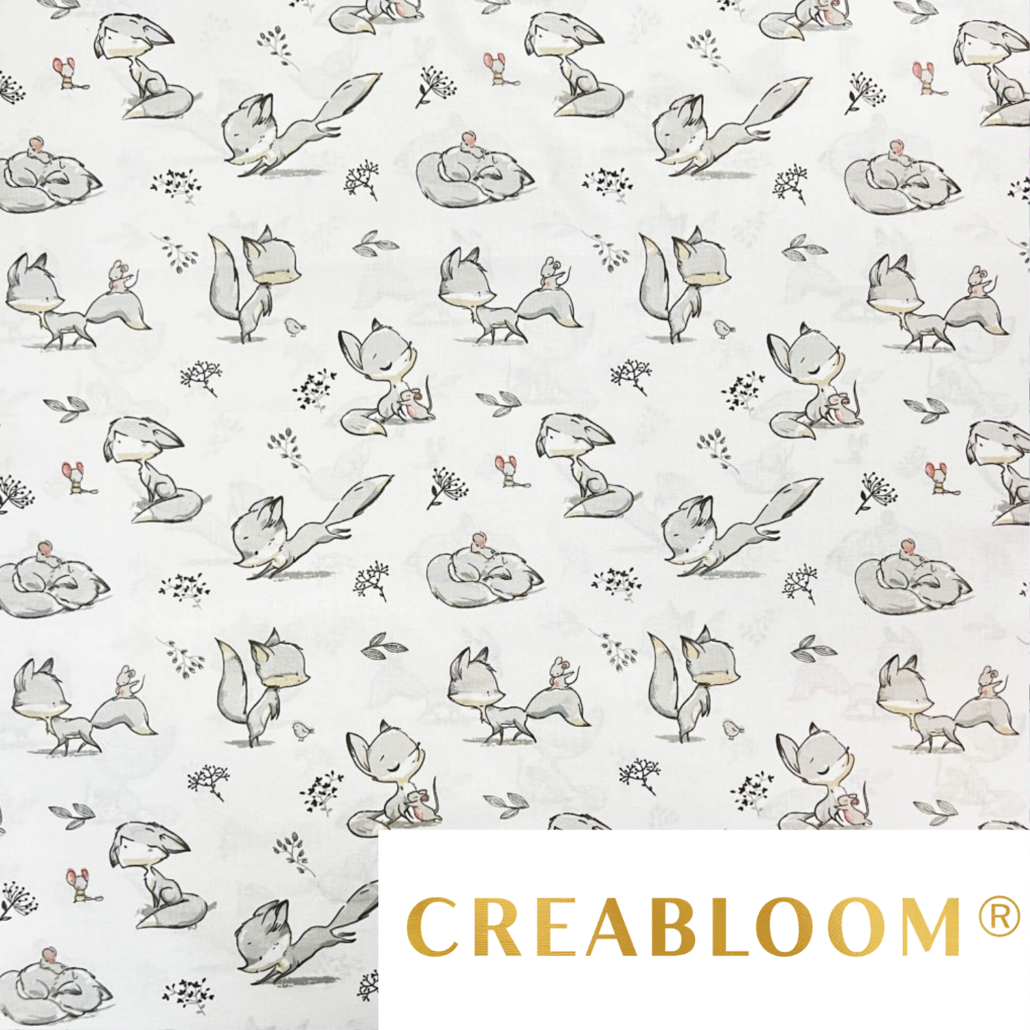 Tissu Coton Motif Renards Et Souris