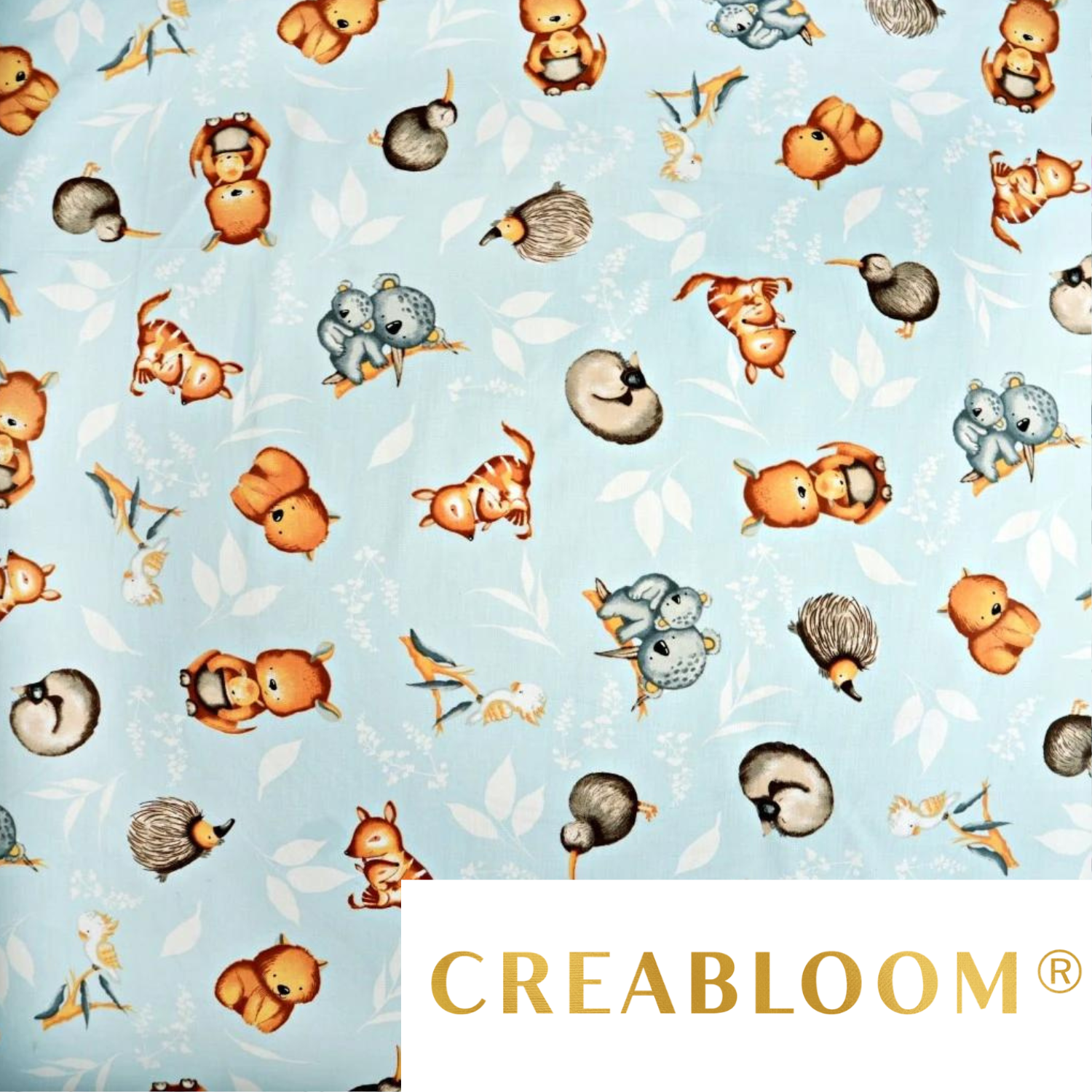 Tissu Coton Motif Animaux D’australie - Fond Bleu