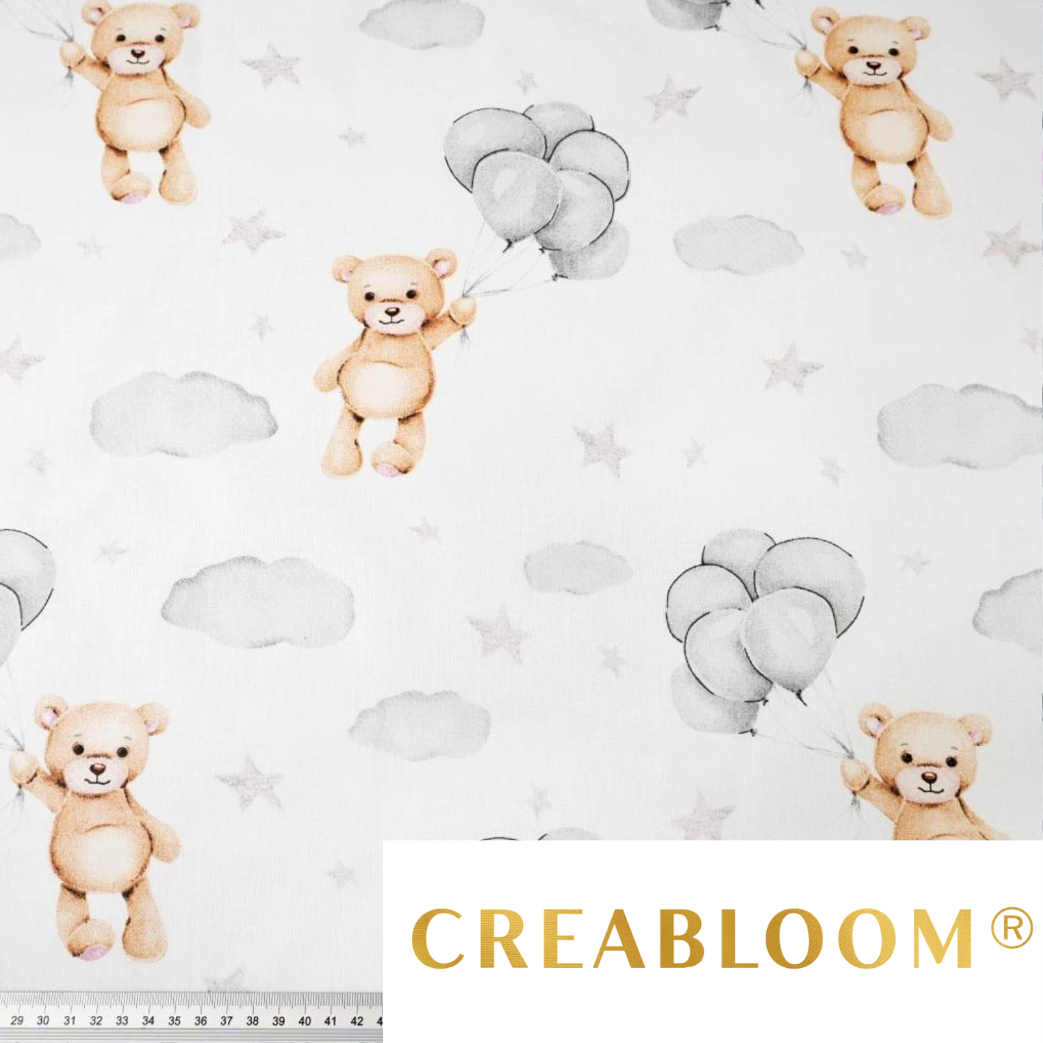 Tissu Coton Motif Oursons Avec Ballons