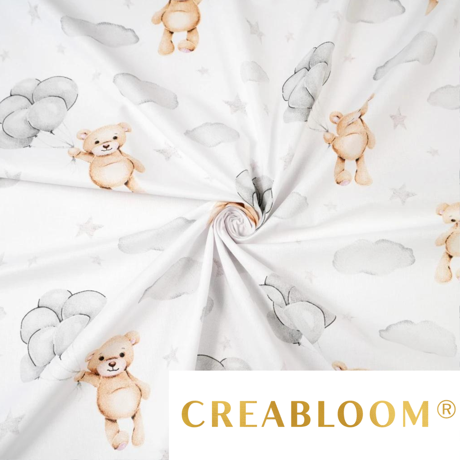 Tissu Coton Motif Oursons Avec Ballons
