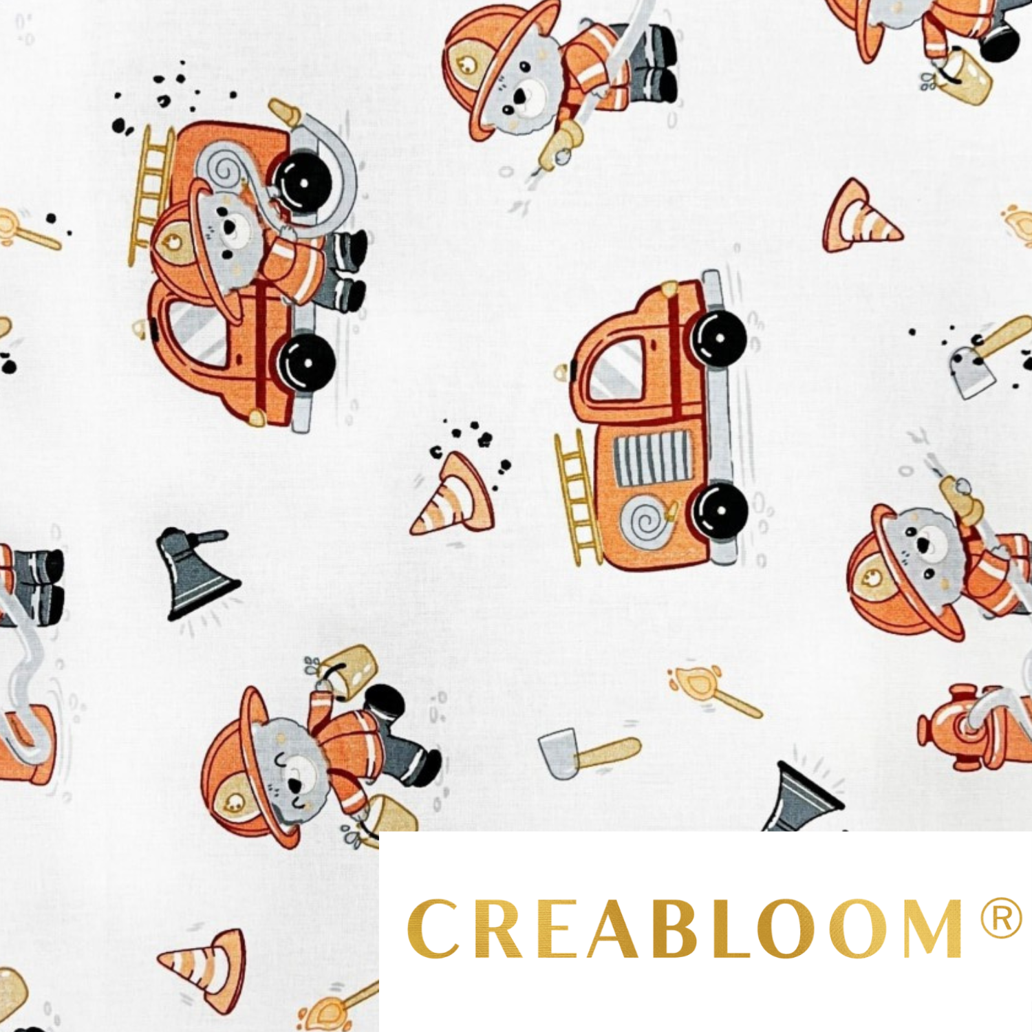 Tissu Coton Motif Oursons Pompiers