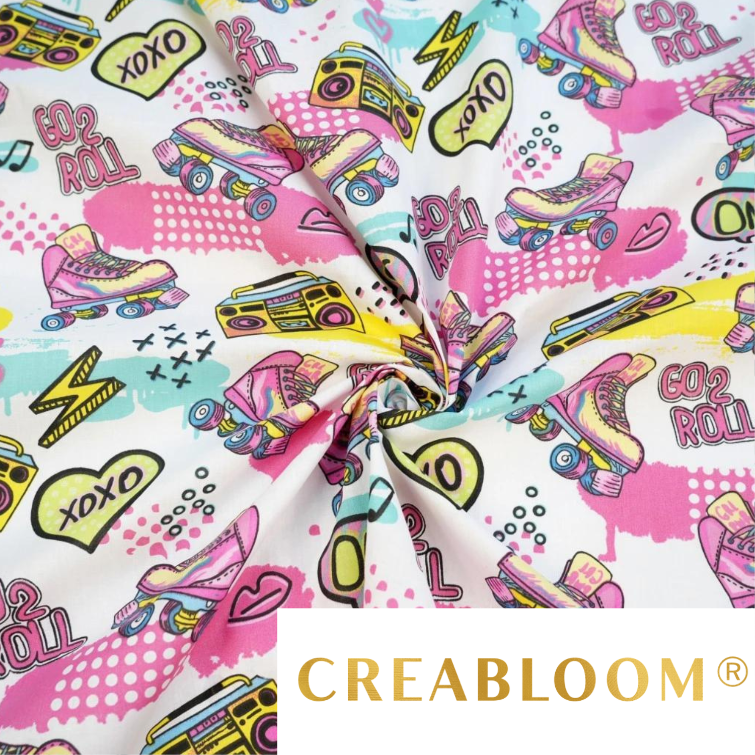 Tissu Coton Motif Patins A Roulettes