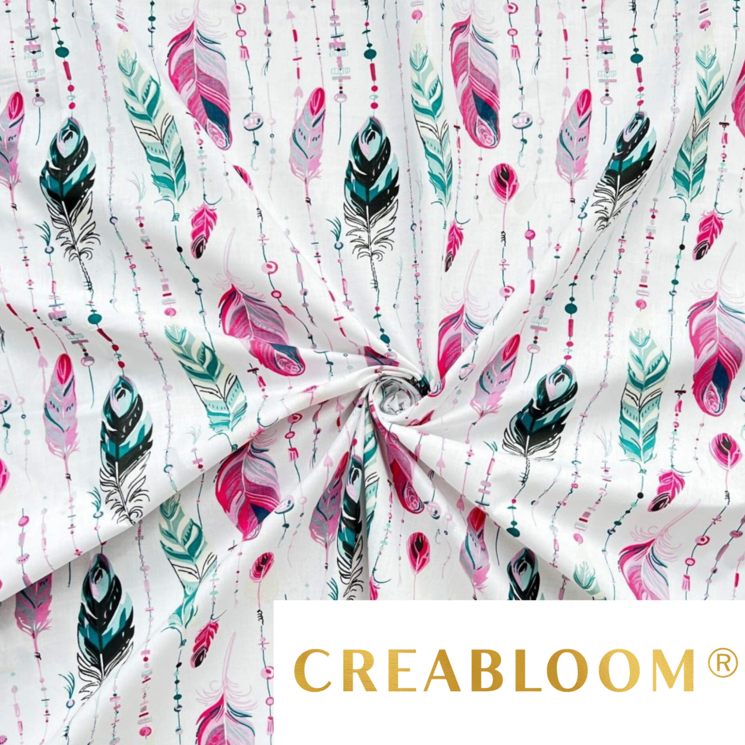 Tissu Coton Motif Plumes