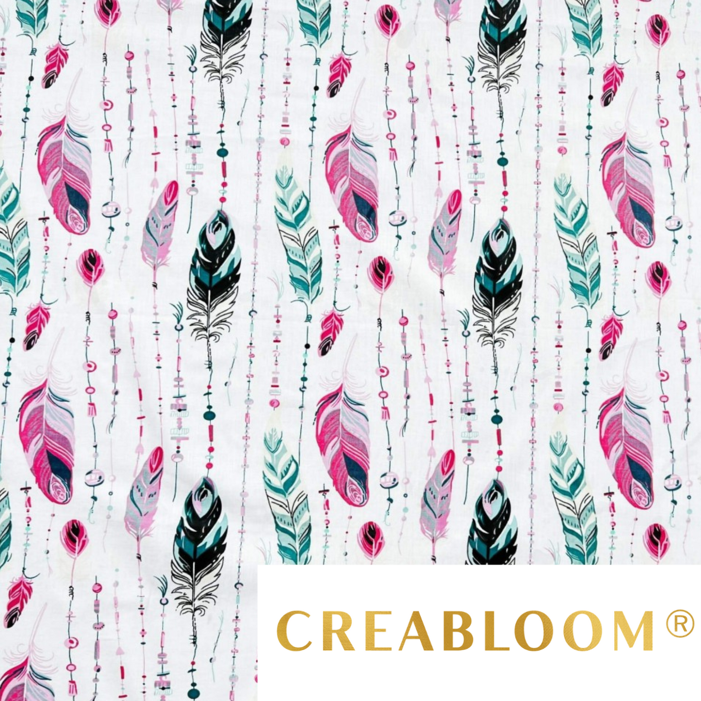 Tissu Coton Motif Plumes