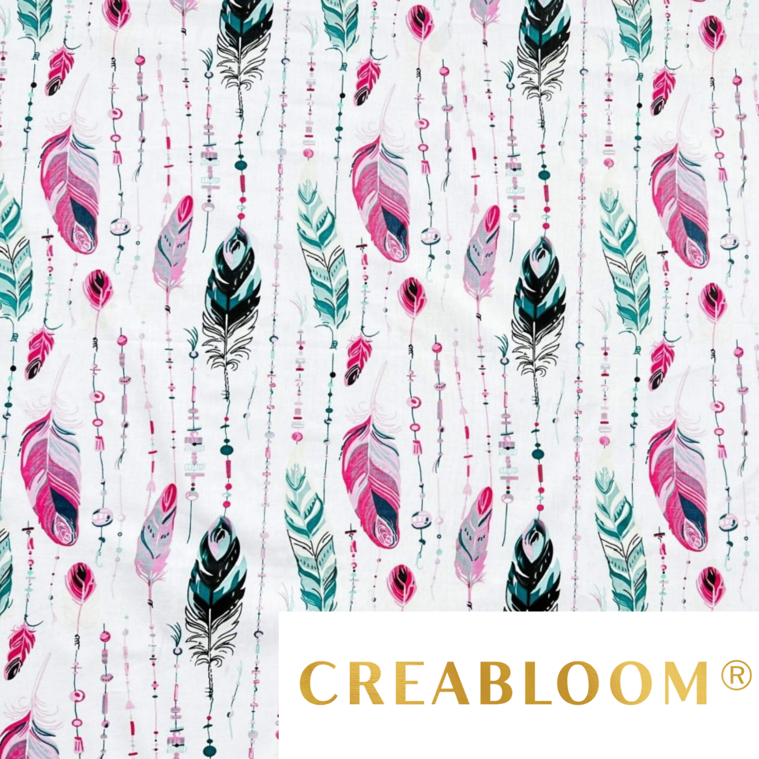 Tissu Coton Motif Plumes