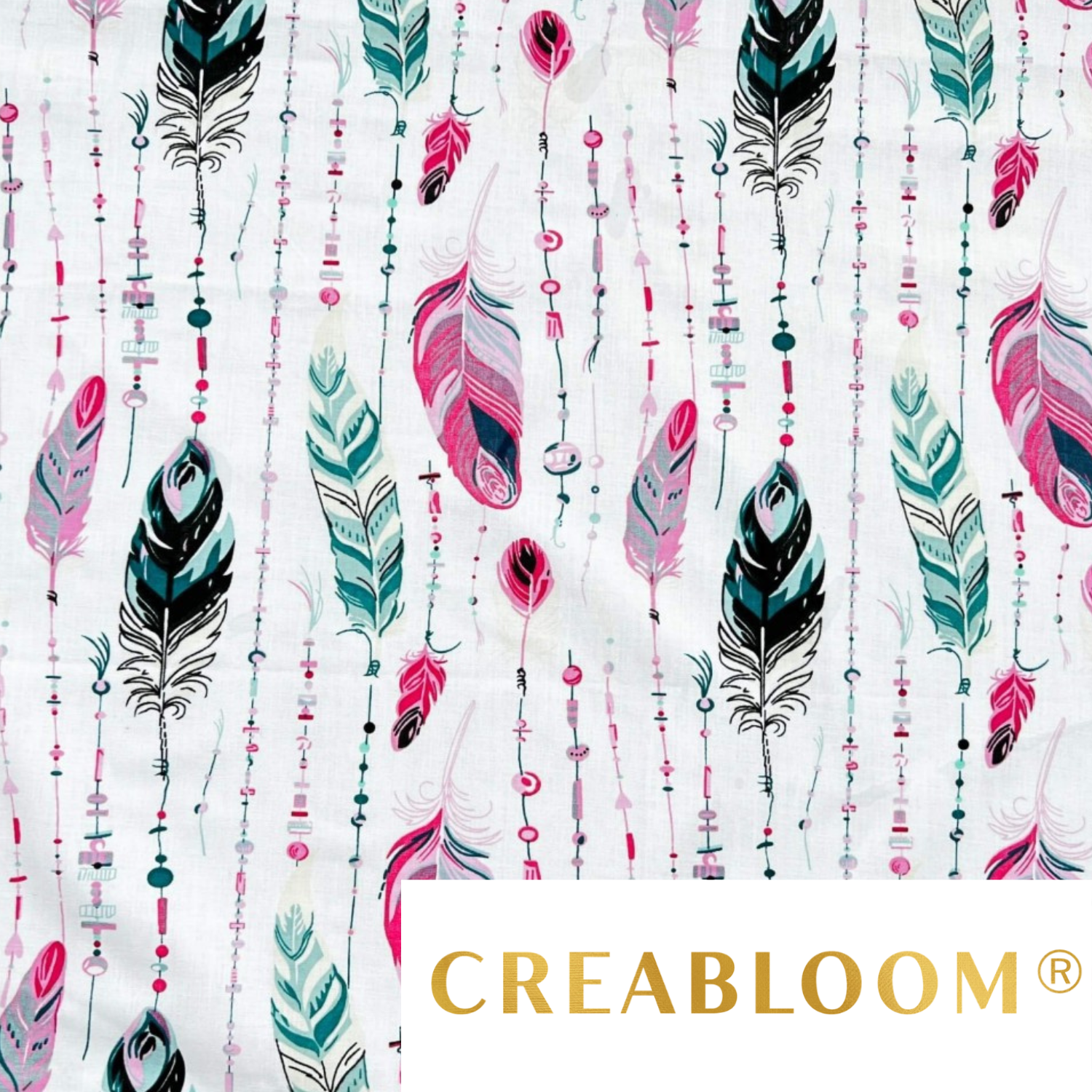 Tissu Coton Motif Plumes