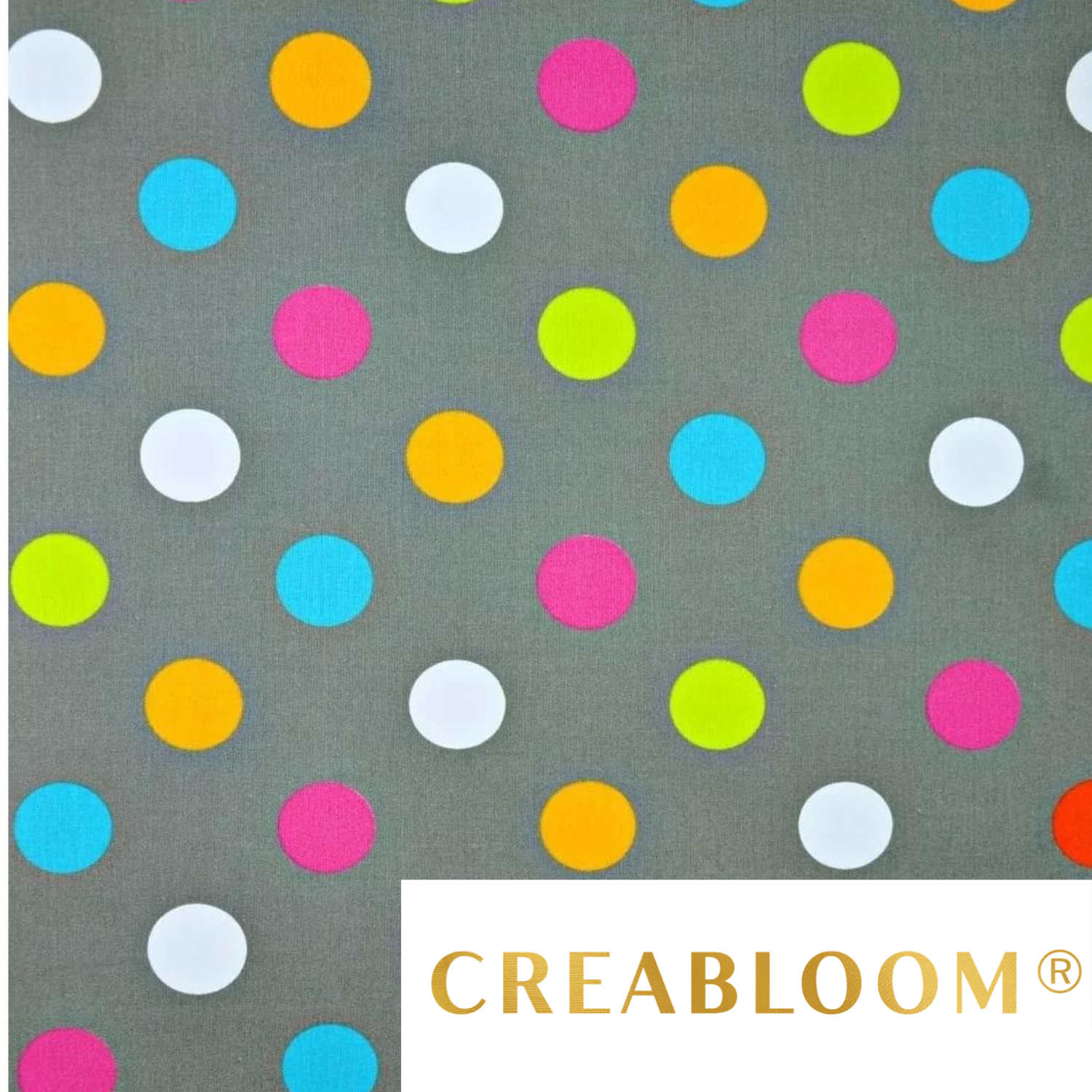 Tissu Coton Motif À Pois Colorés Fond Gris