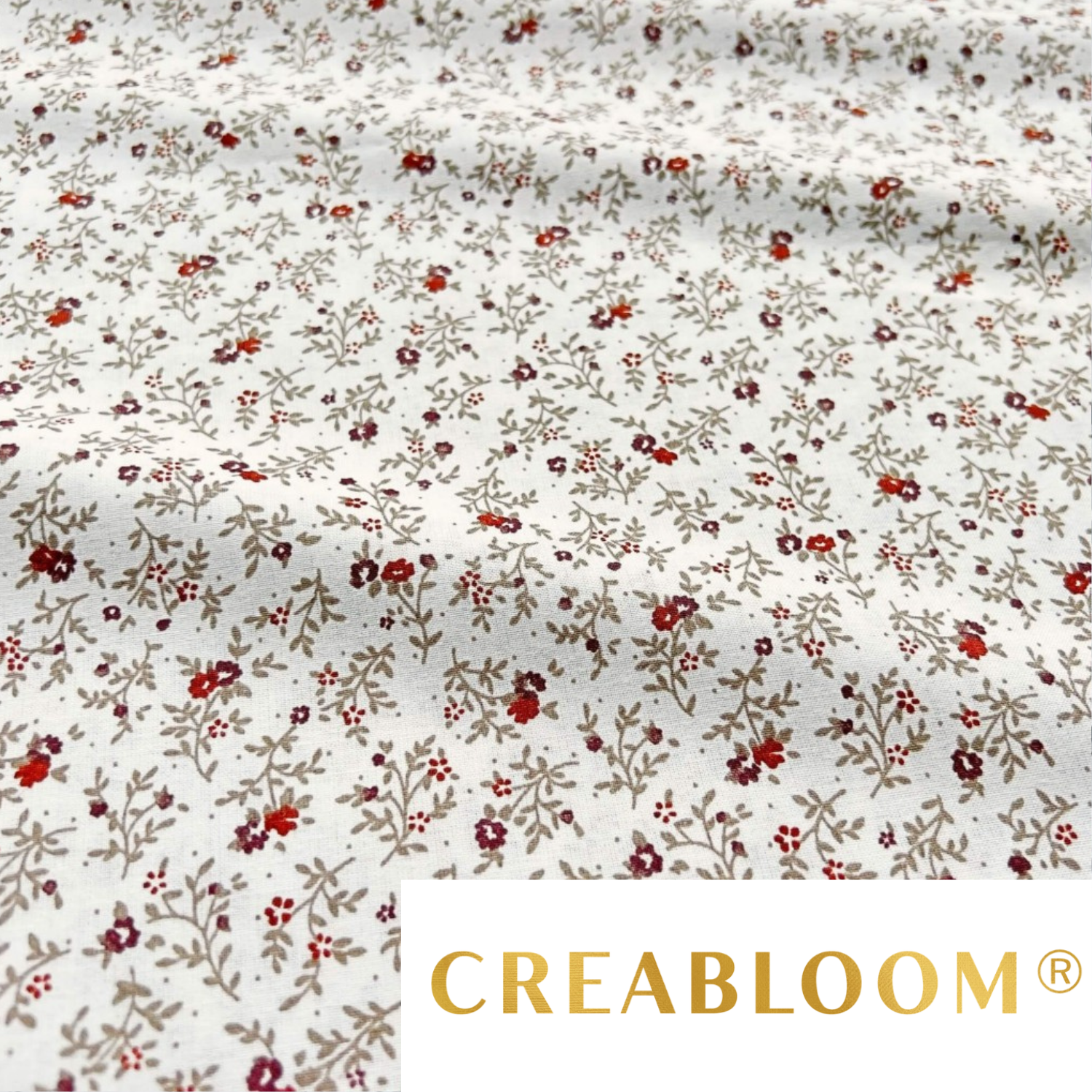 Tissu Coton Imprimé Fleurs Couleur Bordeaux