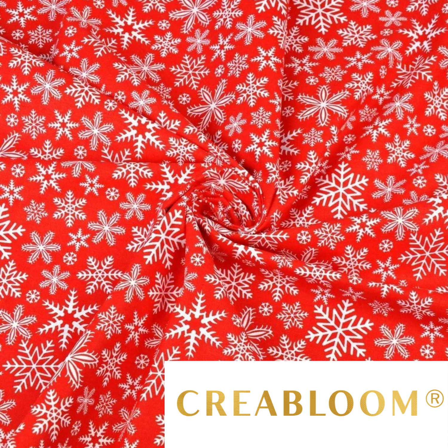 Tissu Coton Motif Flocons De Neige Rouge Et Blanc