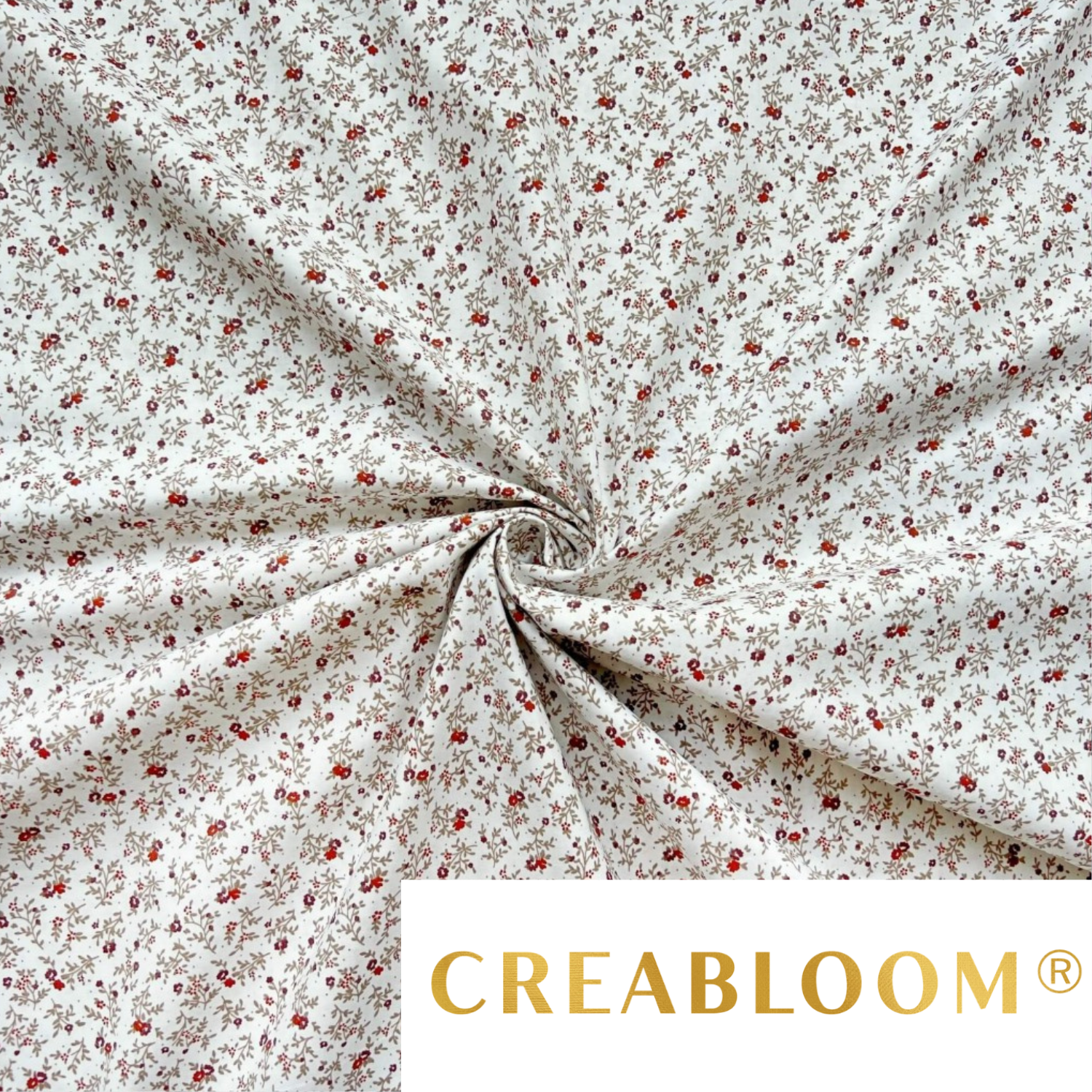 Tissu Coton Imprimé Fleurs Couleur Bordeaux