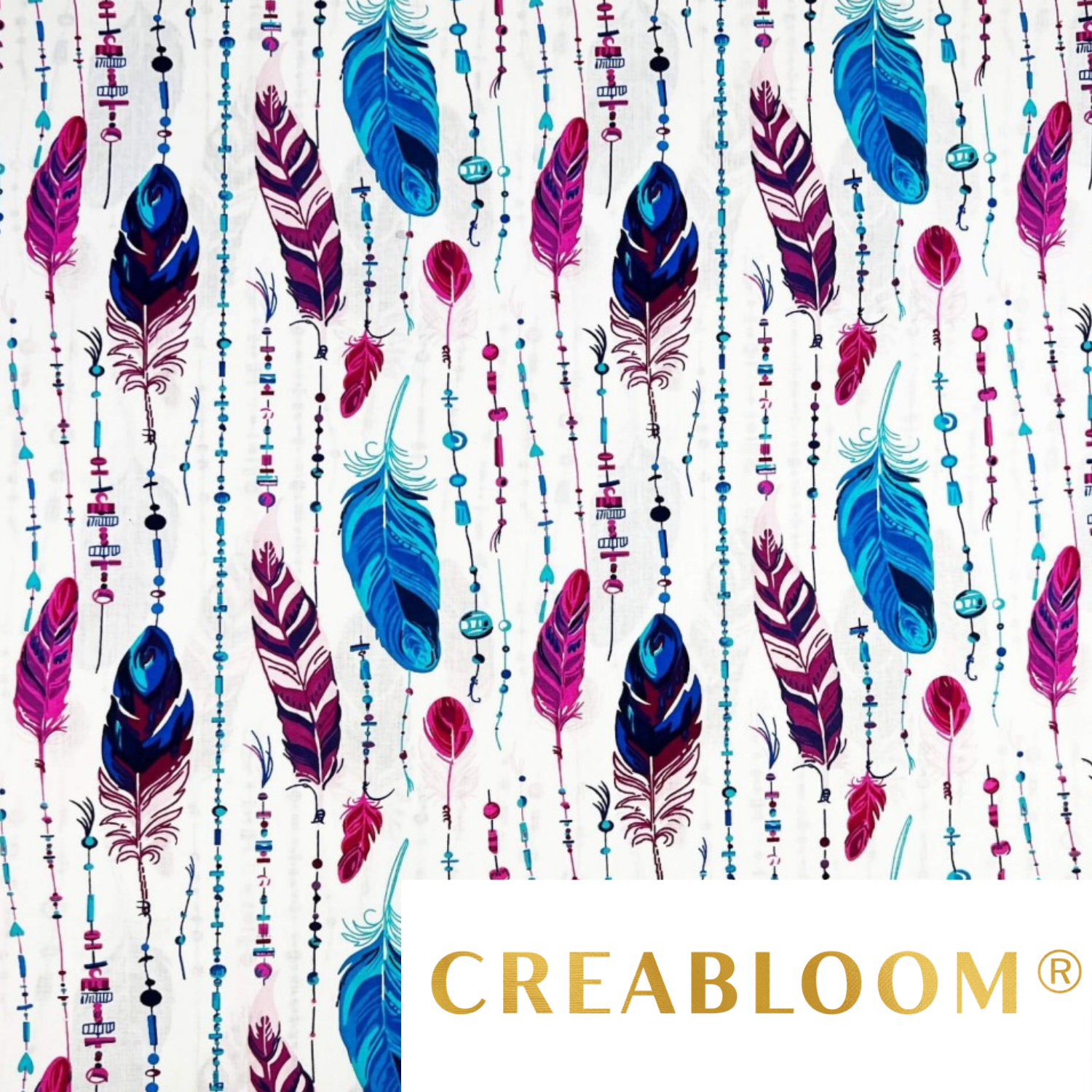 Tissu Coton Motif Plumes