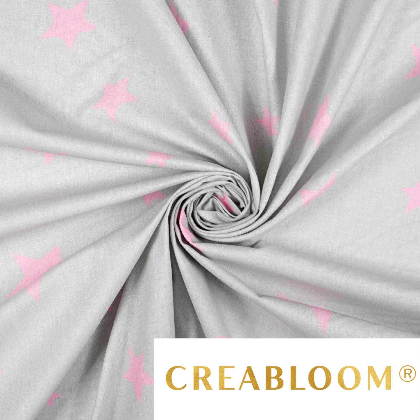 Tissu coton Motif étoiles rose fond gris