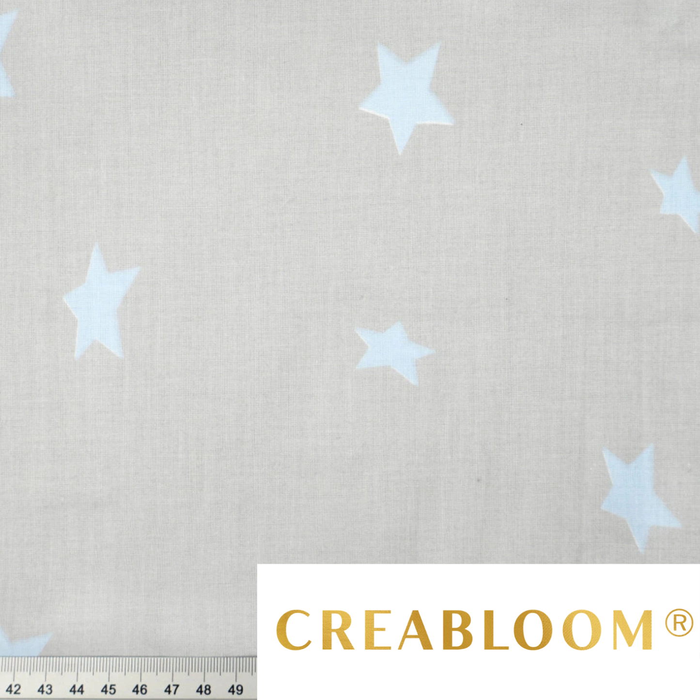Tissu coton Motif étoiles bleu fond gris