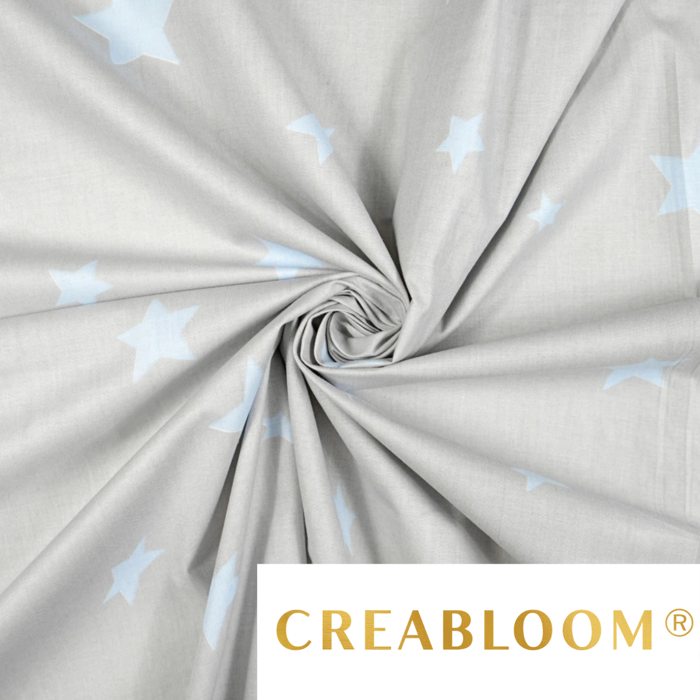 Tissu coton Motif étoiles bleu fond gris