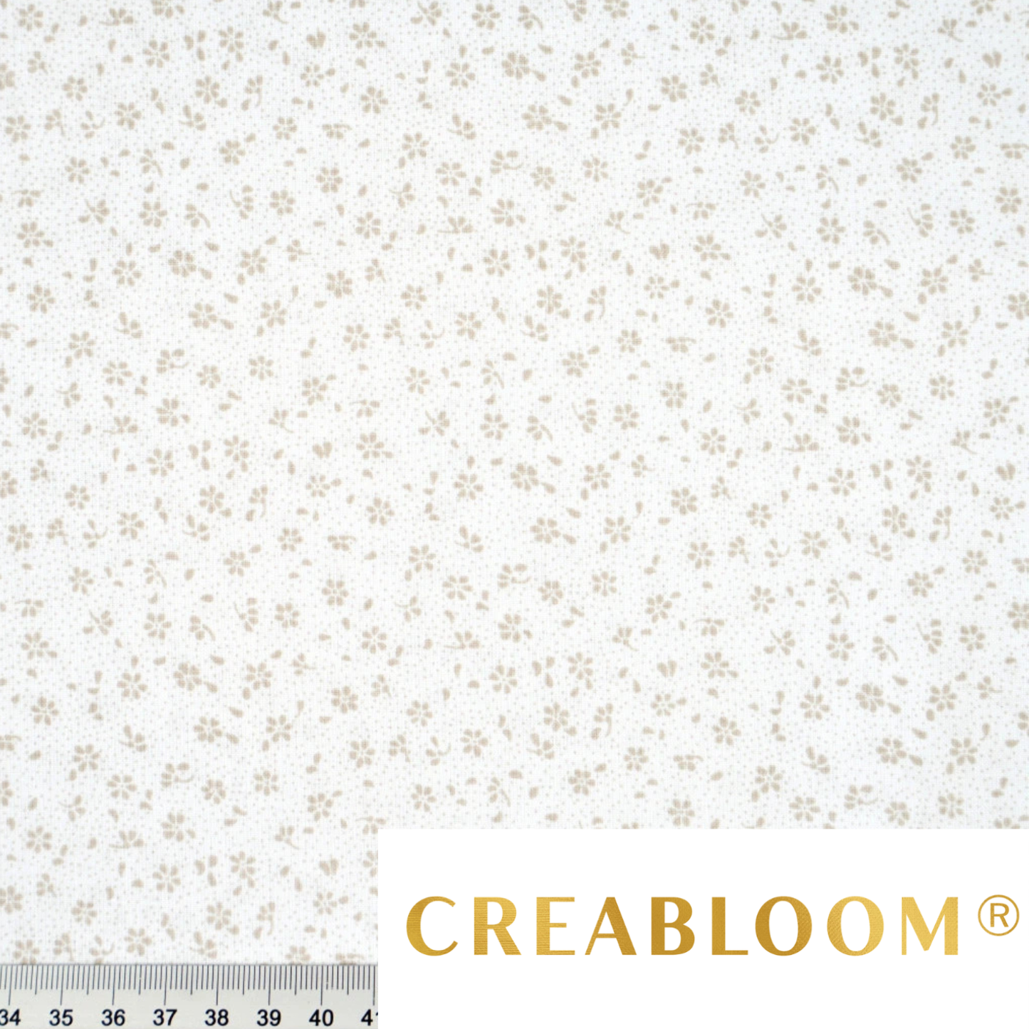 Tissu coton Motif fleurs beige